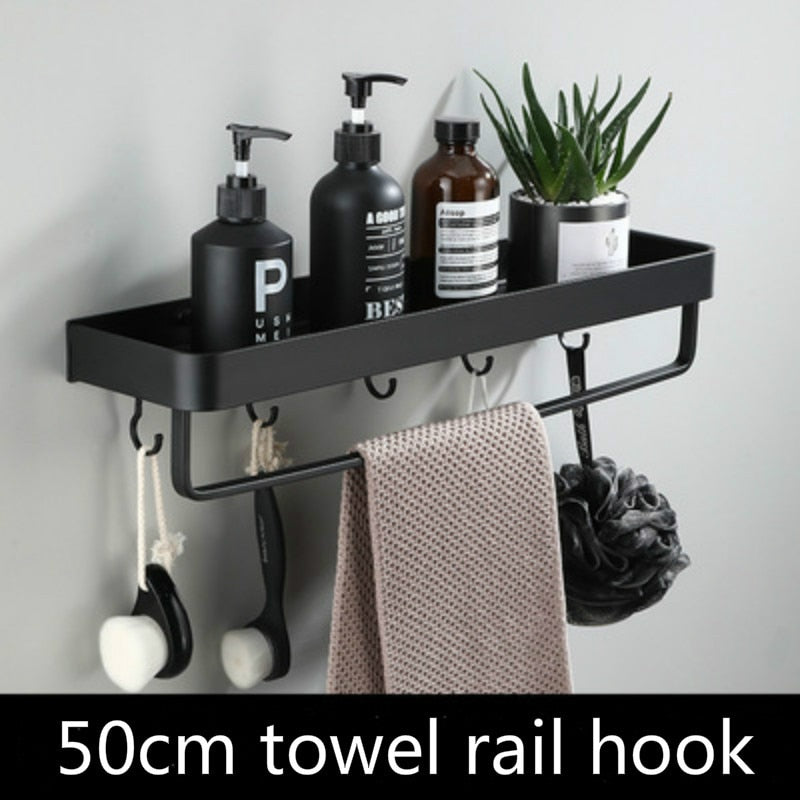 Aluminium Bathroom Shelf - Black – Housdecor